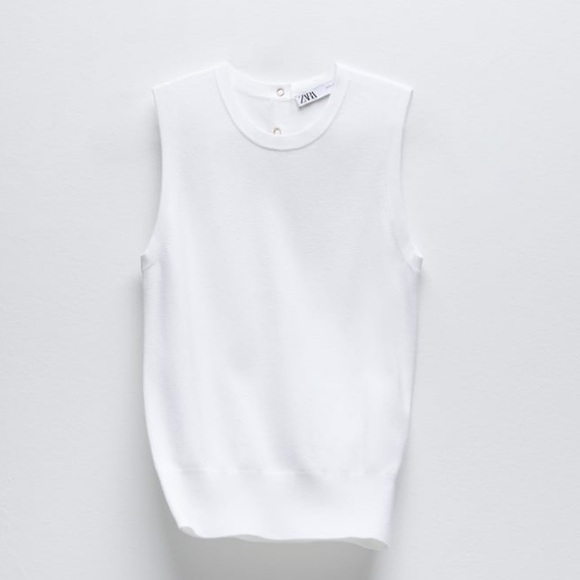 Zara white buttoned knit vest top - Picture 1 of 5